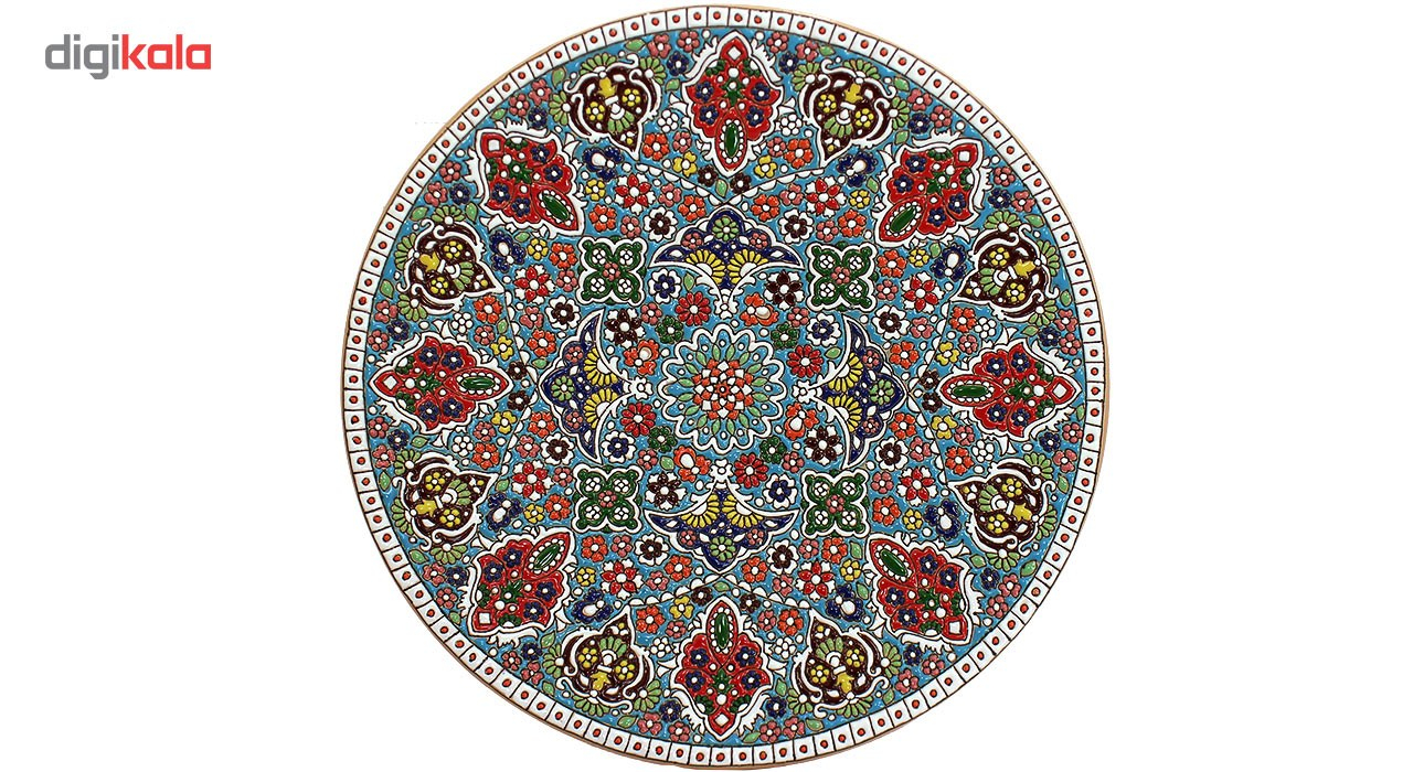 بشقاب سفالی گالری دست نگار طرح میناکاری  قطر 30 سانتی متری