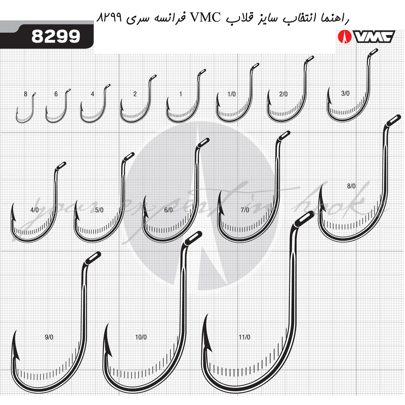 قلاب ماهیگیری وی ام سی کد 8299 سایز 1.0 Ps بسته 10 عددی