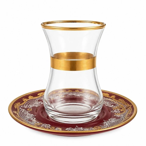 ست فنجان و نعلبکی 12 پارچه 6 نفره مدل ik/d/red/fkg/1L  