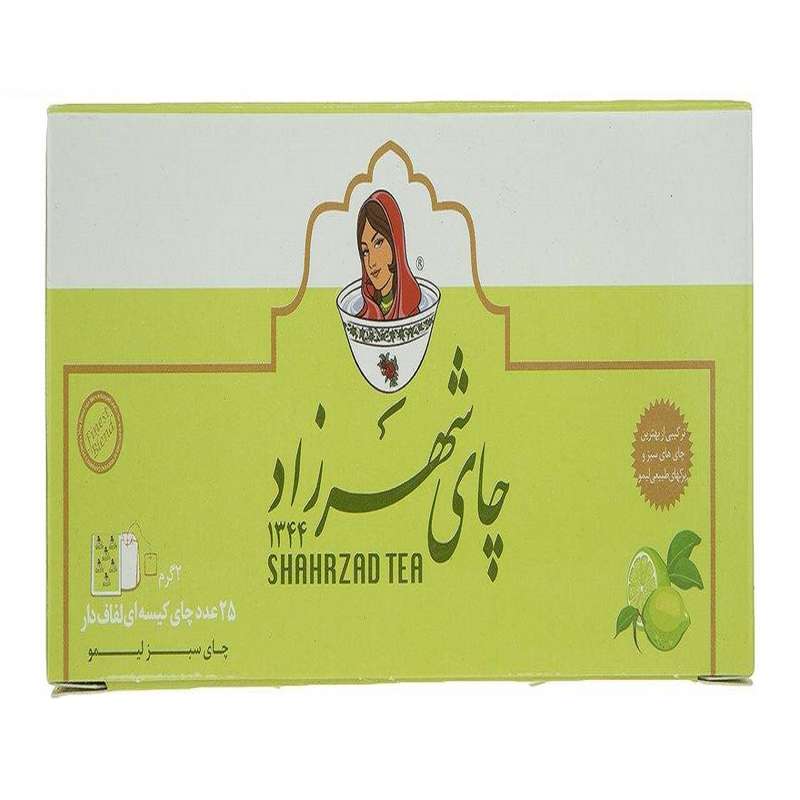 چای سبز لیمو کیسه ای شهرزاد بسته 25 عددی