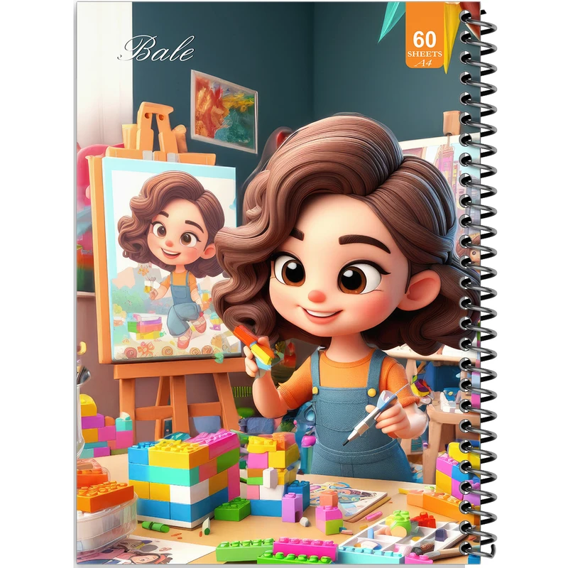 دفتر نقاشی 60 برگ انتشارات بله طرح فانتزی دخترانه لگو بازی کد A4-O535