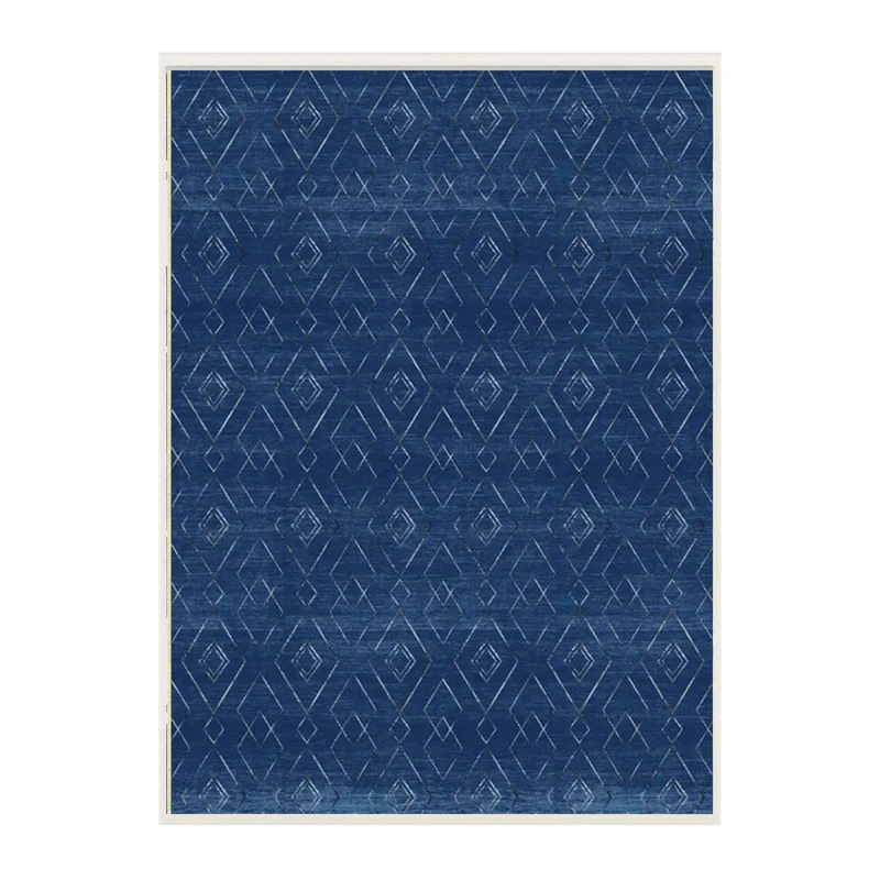 فرش ماشینی 1000 شانه زمینه آبی حاشیه طوسی هانوکس مدل مراکشی کد MHX.008.2