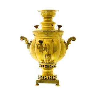 سماور ذغالی برنجی مدل توپی ترک دار  کد 4250