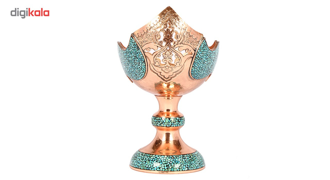شکلات خوری مسی فیروزه کوب گالری گوهران مدل کشکول مس و فیروزه 1160