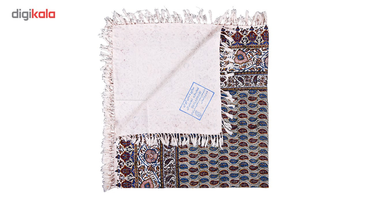 سفره قلمکار ممتاز نرگس‌خانی مدل 02 - 06 طرح بته سرخ آبی سایز 120 × 120 سانتی‌ متر