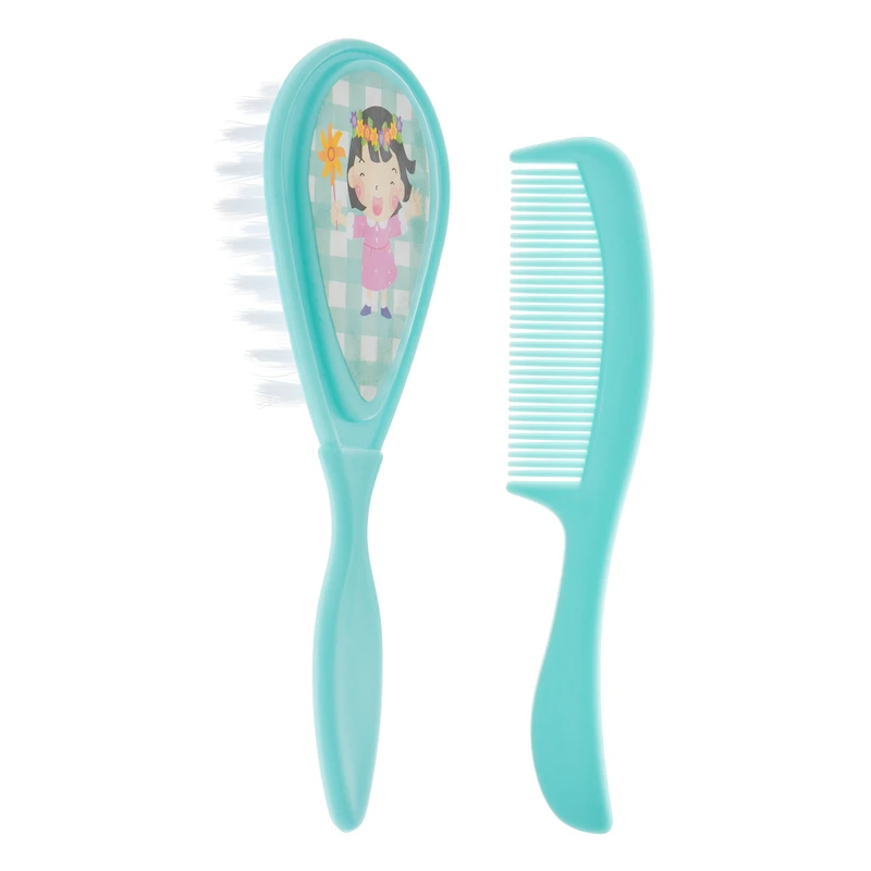 ست شانه و برس نوزاد شبی مدل دختر مجموعه 2 عددی