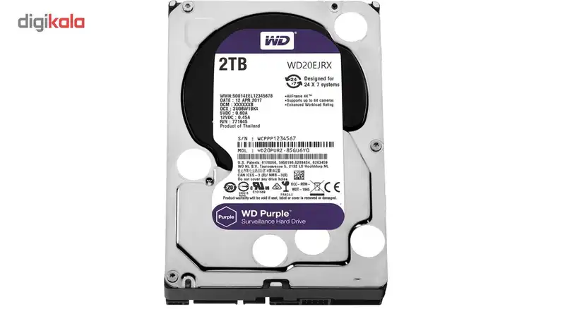 هارددیسک اینترنال وسترن دیجیتال مدل Purple WD20EJRX ظرفیت 2 ترابایت