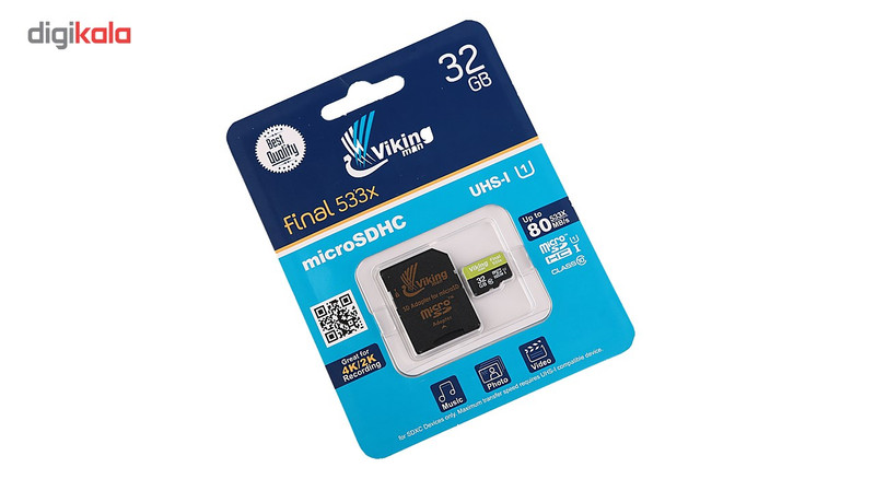 کارت حافظه microSDHC ویکینگ من مدل Extre 533X کلاس 10 استاندارد UHS-I U1 سرعت 80MBps ظرفیت32 گیگابایت همراه با آداپتور SD