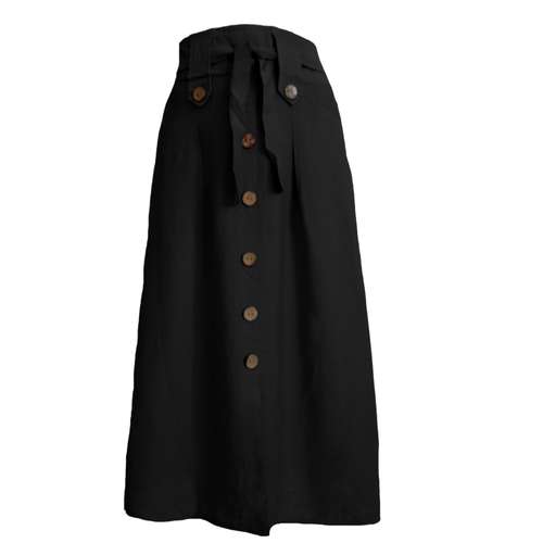 دامن زنانه مدل  بابوس دکمه دار Db003b رنگ مشکی 