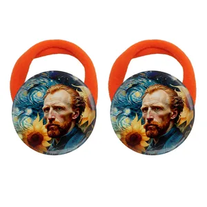 کش مو زنانه مدل نقاشی گل‌های آفتابگردان از ون گوگ کد s15163 بسته دو عددی