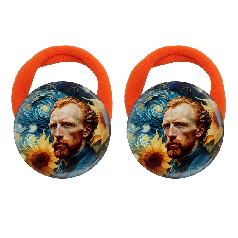 کش مو زنانه مدل نقاشی گل‌های آفتابگردان از ون گوگ کد s15163 بسته دو عددی