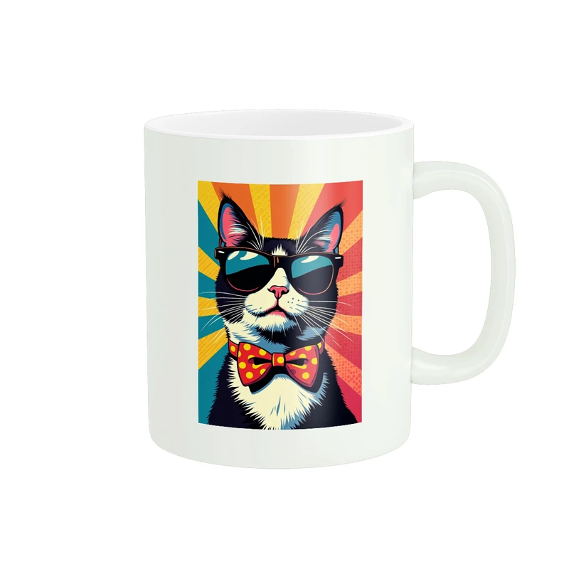 ماگ پاد آفرین مدل گربه خفن با عینک و پاپیون کد 1969