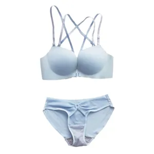 ست شورت و سوتین زنانه مدل لمه رنگ آبی روشن