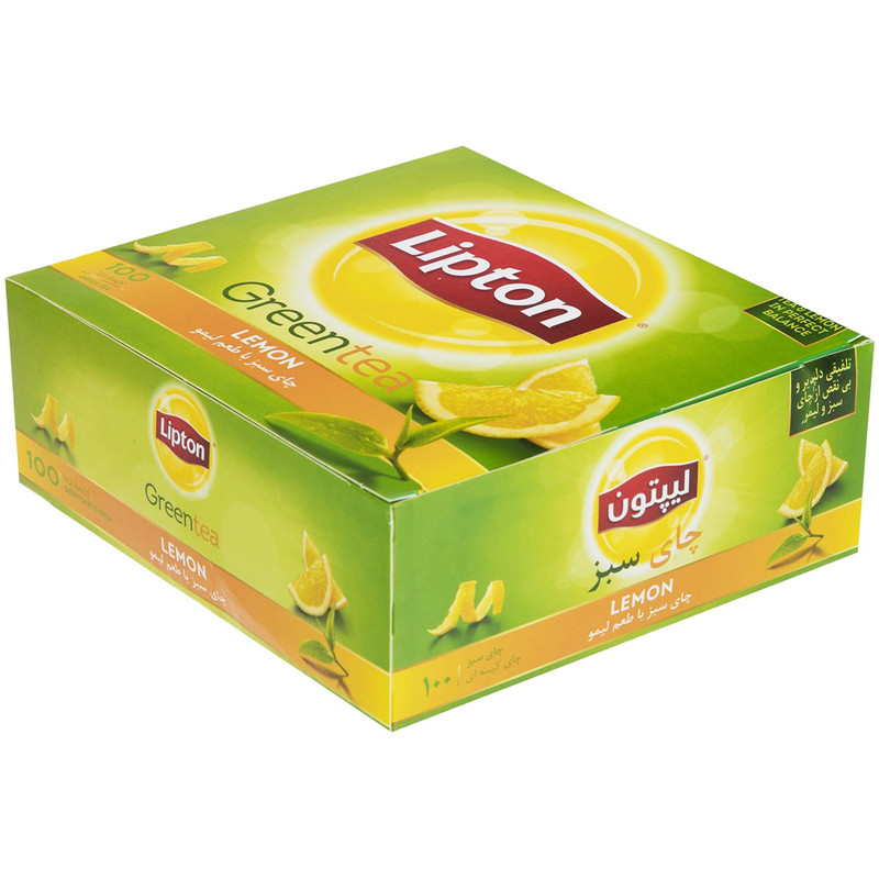 چای سبز کیسه ای لیپتون مدل Lemon بسته 100 عددی