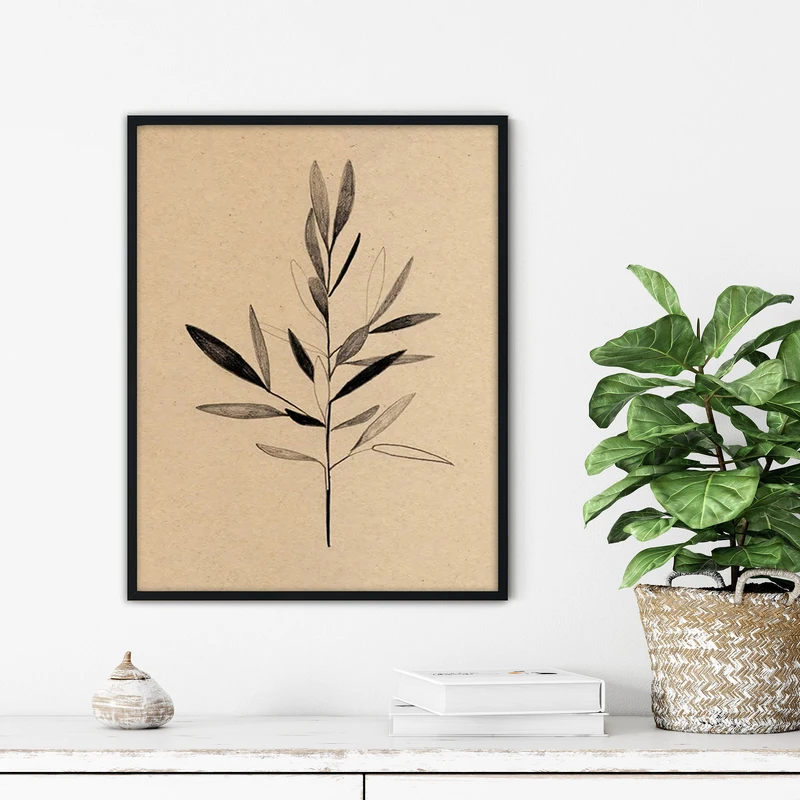 تابلو آتریسا طرح برگ مدرن مدل ATFF180 فریم مشکی