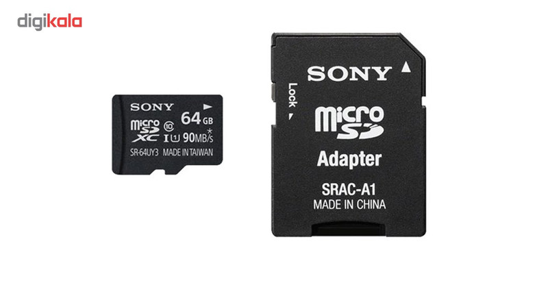 کارت حافظه microSDXC سونی مدل SR-64UYA3 کلاس 10سرعت 90MBps ظرفیت 64 گیگابایت همراه با آداپتور SD
