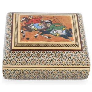 جعبه خاتم کاری  خادم ملت طرح چوگان