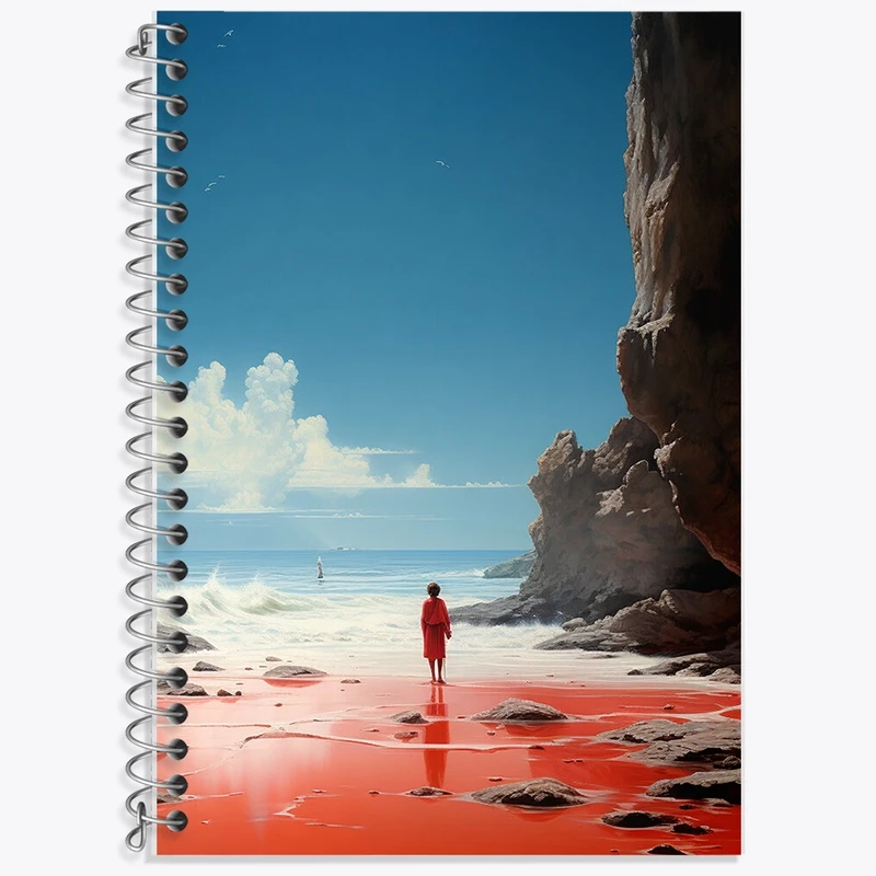 دفتر زبان 50 برگ خندالو مدل سه خط طرح منظره دریا کد F445