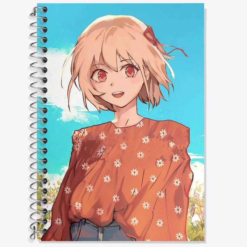 دفتر زبان 50 برگ خندالو مدل سه خط طرح چیساتو انیمه لیکوریس ریکویل Lycoris Recoil کد 23026