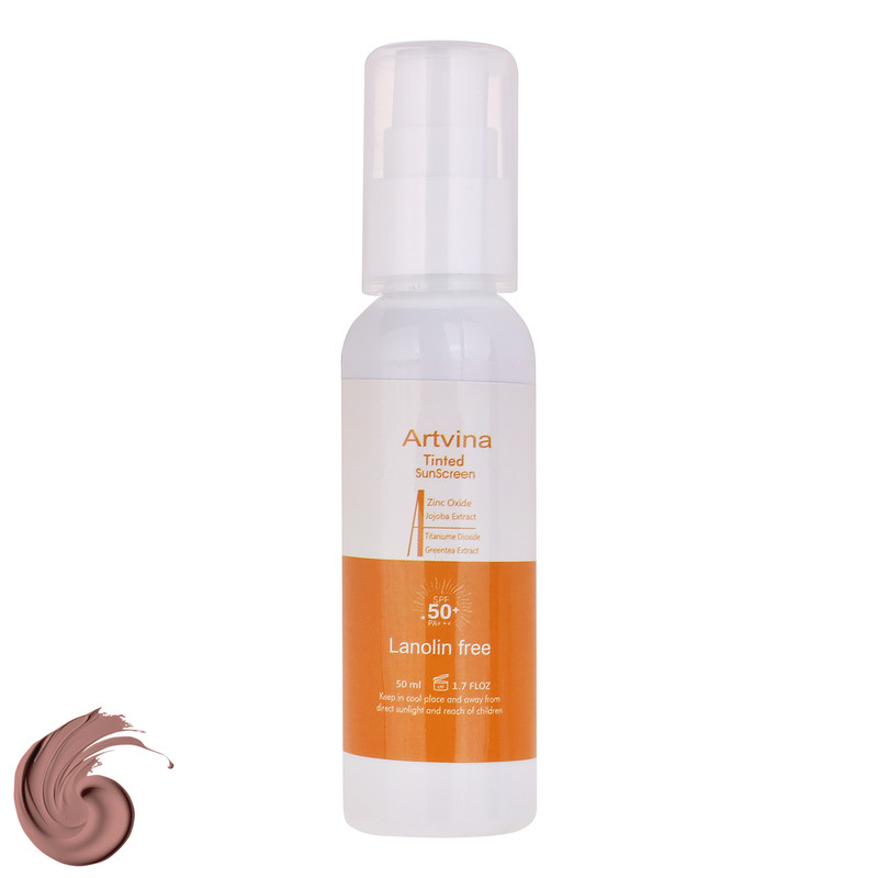 کرم ضد آفتاب رنگی صورت و بدن آرت وینا SPF50 مدل COVER  PA+++ مناسب انواع پوست حجم 50 میلی لیتر