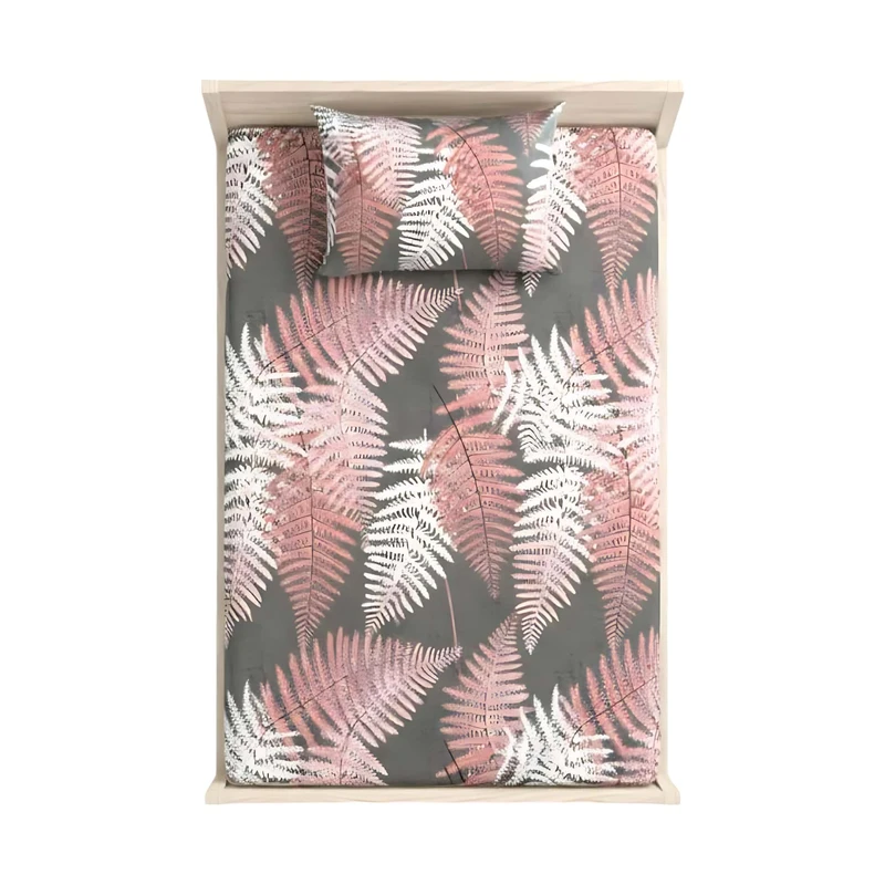 سرویس ملحفه 1 نفر 2 تکه مدل برگ سرخس