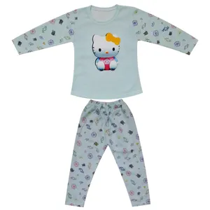 ست تی شرت و شلوار دخترانه مدل Hello Kitty رنگ آبی