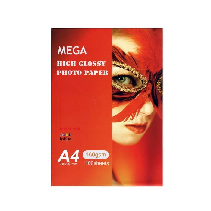 کاغذ چاپ عکس گلاسه مگا مدل 160g سایز A4 بسته 100 عددی 