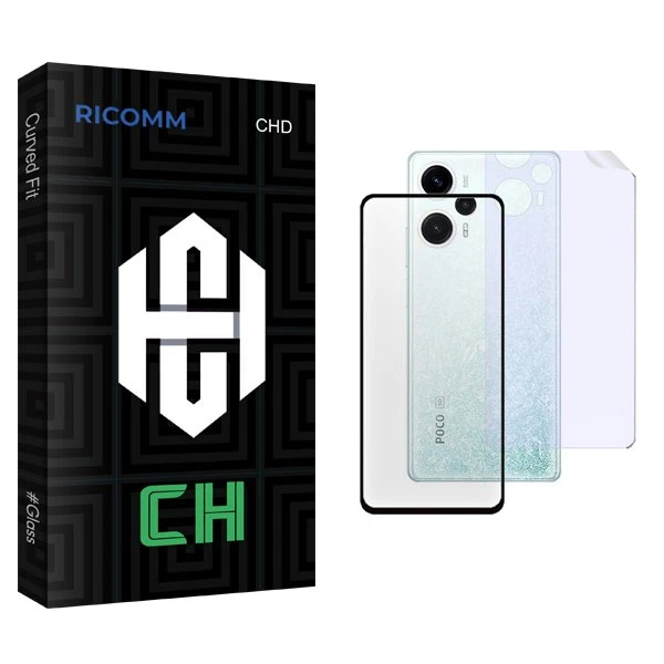 محافظ صفحه نمایش شیشه ای ریکام مدل CH مناسب برای گوشی موبایل شیائومی Poco F5  به همراه محافظ پشت گوشی