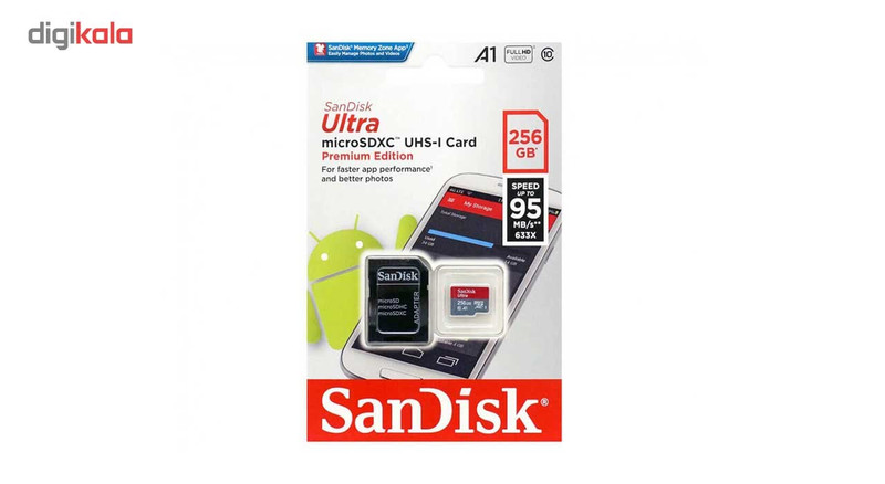 کارت حافظه microSDXC سن دیسک مدل Ultra A1 کلاس 10 استاندارد UHS-I سرعت 95MBps 633X ظرفیت 256 گیگابایت