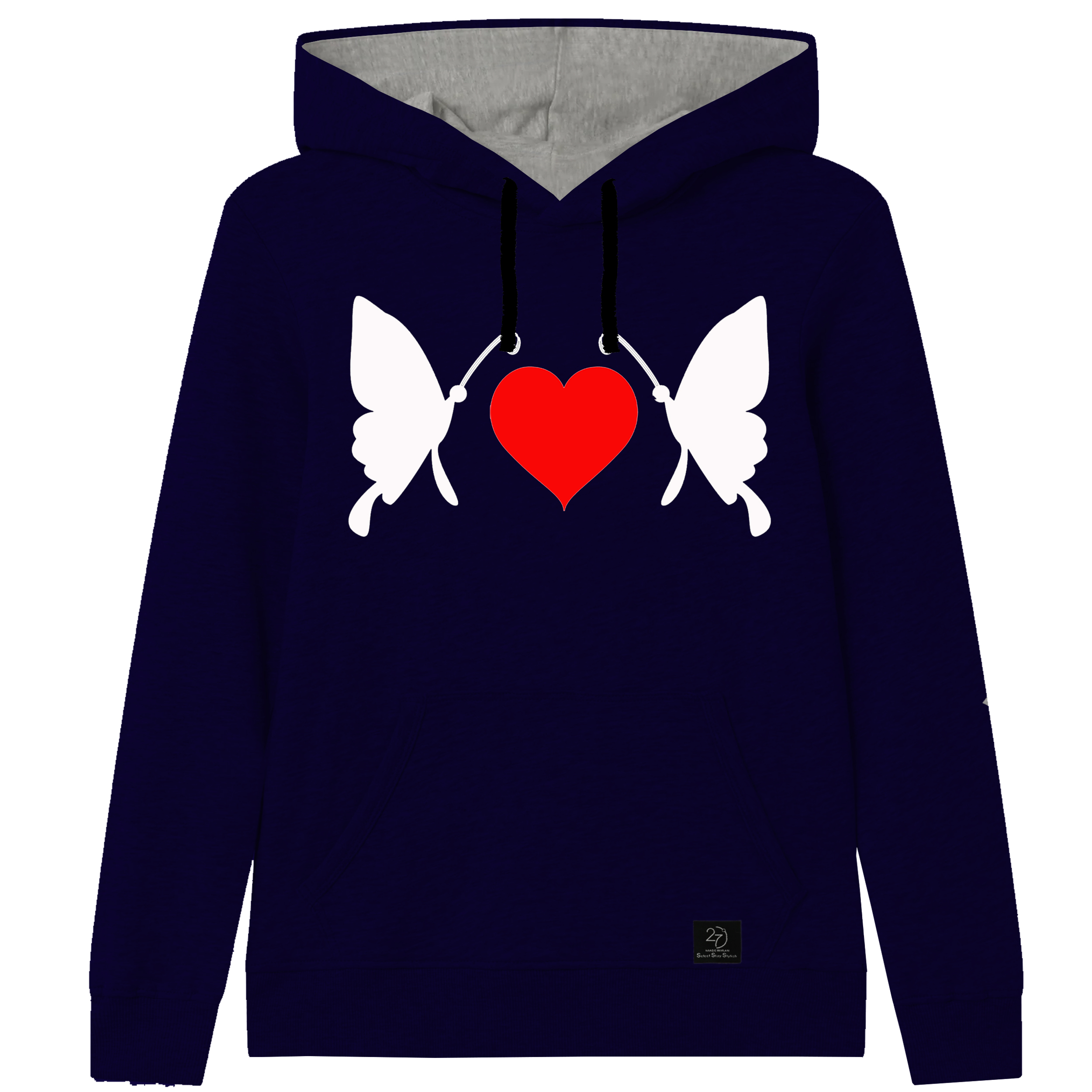 هودی دخترانه 27 مدل پروانه  کد J02 رنگ سرمه ای