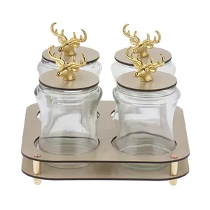 ست جای ادویه ۴ پارچه طرح گوزن کد 1499