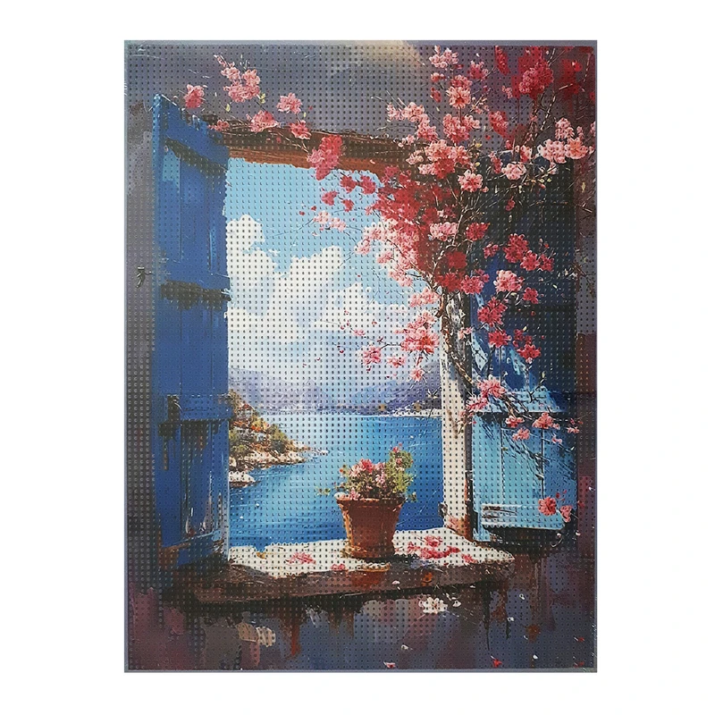 بازی آموزشی ماه نوشت مدل بوم نقاشی الماسی بزرگسال طرح پنجره و دریاچه کد 16