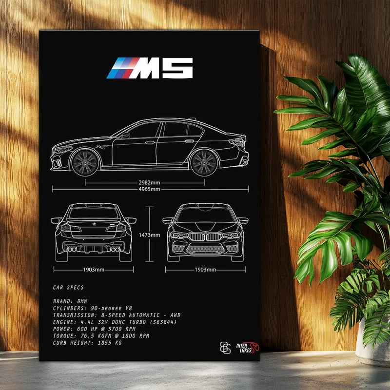 تابلو شاسی بکلیت طرح ماشین و خودرو بی ام و BMW M5 مدل T-po1734