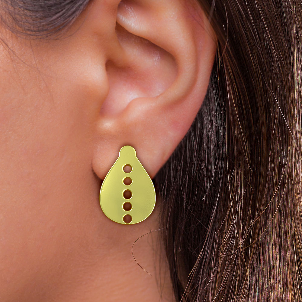 گوشواره طلا 18 عیار زنانه مدوپد مدل هندسی کد GA1-10383