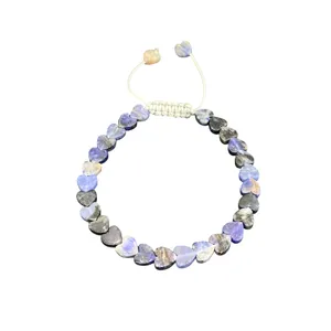 دستبند سنگی مدل لاجورد قلبی