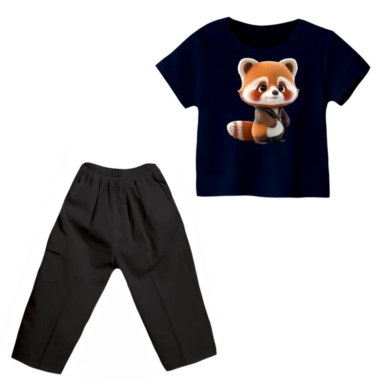 ست تی شرت و شلوارک پسرانه مدل روباه کد 10