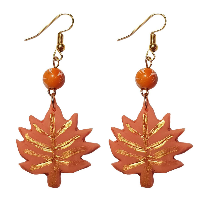 گوشواره زنانه ماه فام مدل برگ پاییزی