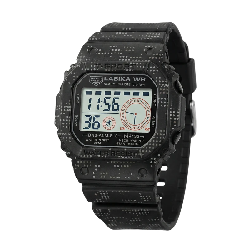ساعت مچی دیجیتال لاسیکا مدل اسپرت تک زمانه کرنوگراف بند پیو کد L6