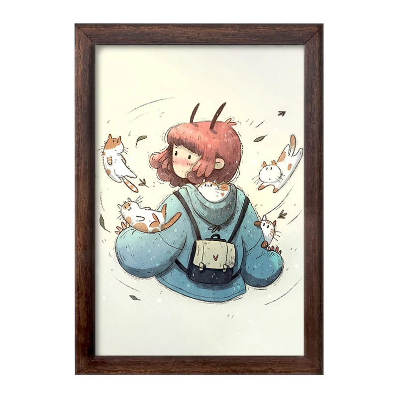 تابلو خندالو طرح دختر و گربه های بامزه کد F7421