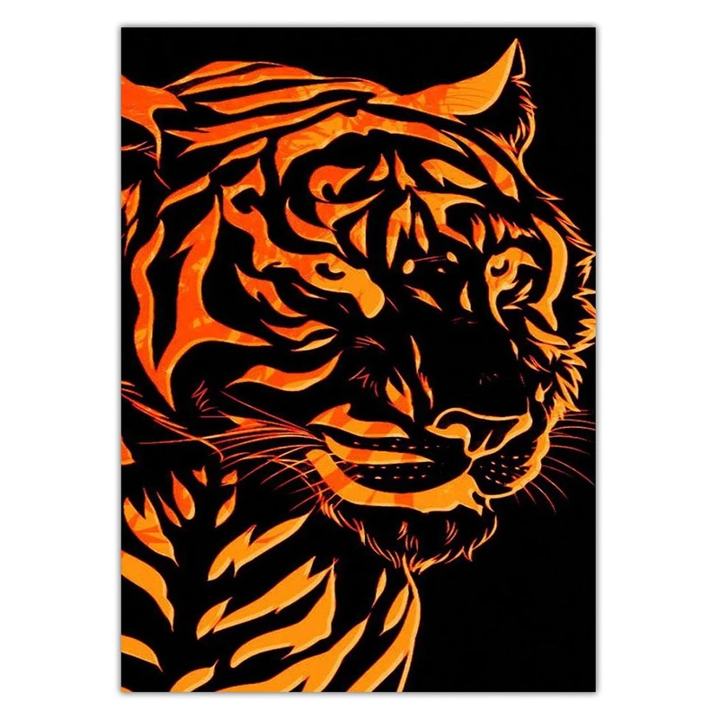 تابلو شاسی ونسونی طرح Tiger Art سایز 50x70 سانتی متر