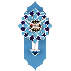 ساعت دیواری گالری نگارین طرح کاشی هفت رنگ کد 80015
