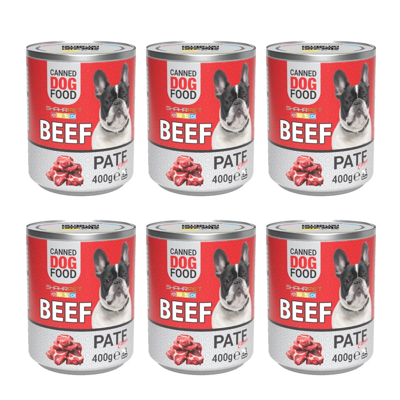 کنسرو سگ شهرپت مدل Beef وزن 400 گرم محموعه 6 عددی