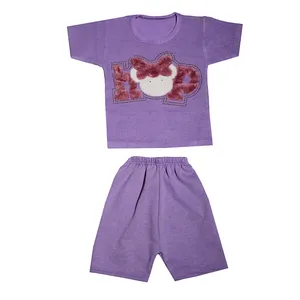 ست تی شرت و شلوارک دخترانه مدل RZ-TT028-KHSI-BAN رنگ بنفش