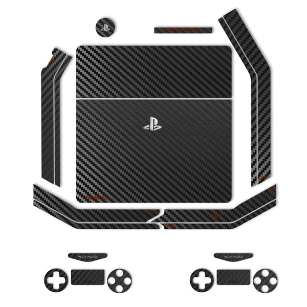 برچسب ماهوت مدلBlack Carbon-fiber Texture مناسب برای کنسول بازی PS4 Slim