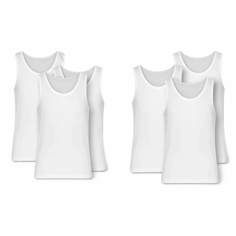 زیرپوش رکابی یقه گرد مردانه مدل AT02 مجموعه 6 عددی