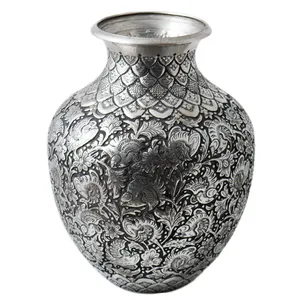 گلدان قلمزنی رستا طرح خمره ای 20-12-116  ارتفاع 21  سانتی متر
