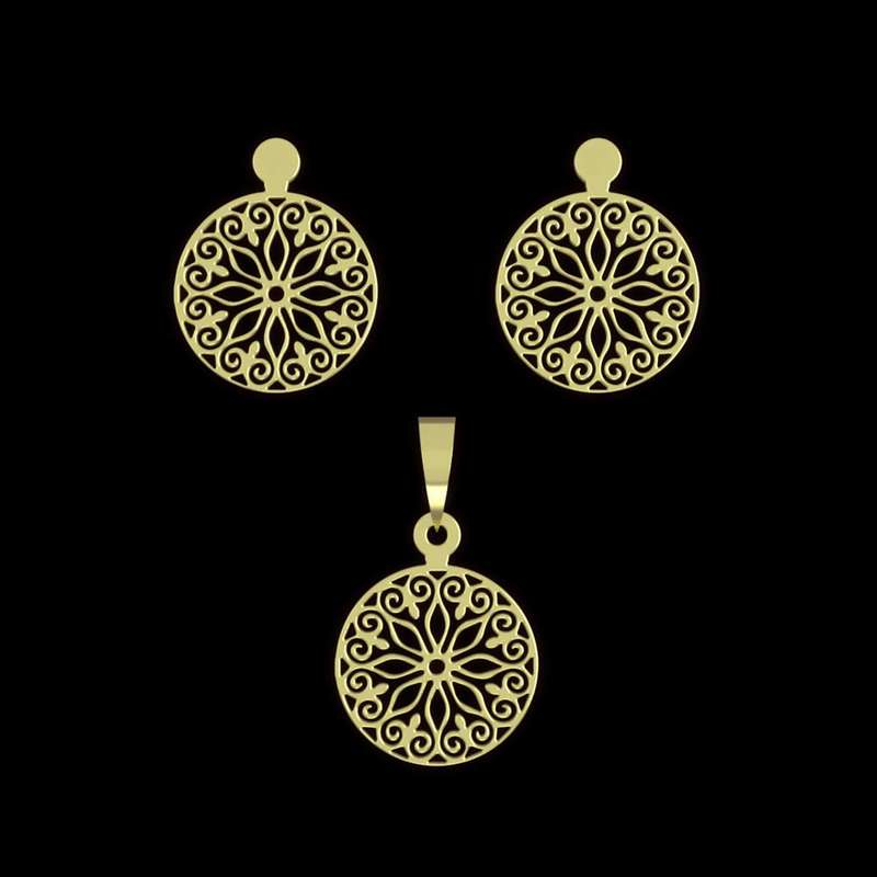 نیم ست طلا 18 عیار زنانه مدوپد مدل هندسی کد NA13180