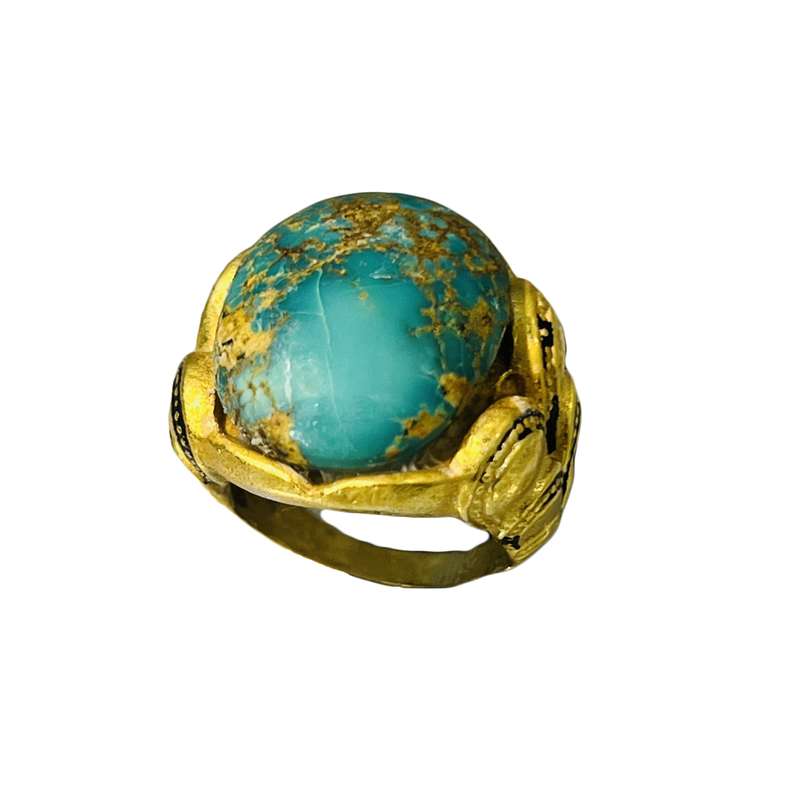 انگشتر نقره زنانه مدل زیر خاکی دستساز با فیروزه نیشابوری 0-24