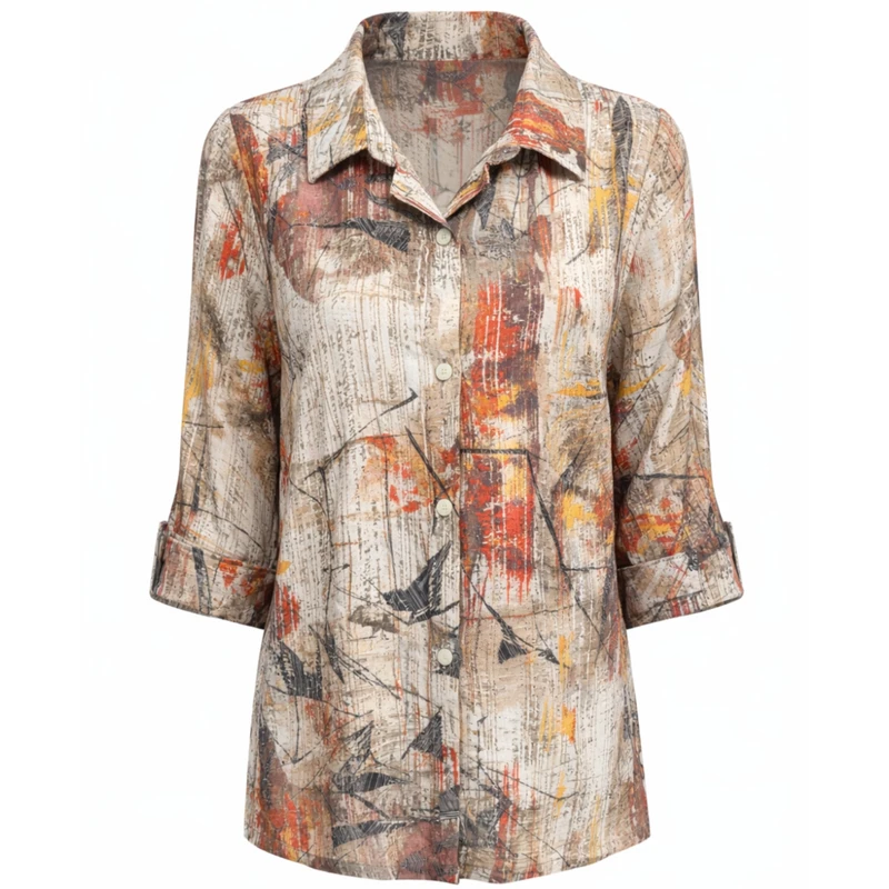 شومیز آستین سه ربع یقه برگردان زنانه مدل 112849