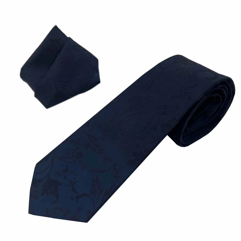 ست کراوات و دستمال جیب مردانه مدل ساتن گل برجسته مخمل 408